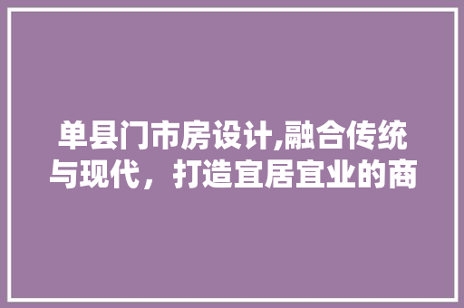单县门市房设计,融合传统与现代，打造宜居宜业的商业空间