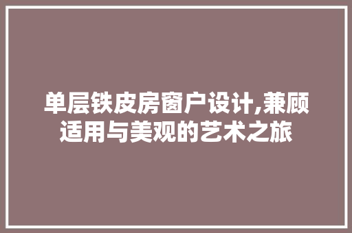 单层铁皮房窗户设计,兼顾适用与美观的艺术之旅