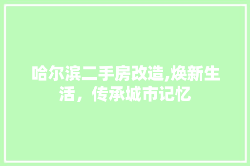 哈尔滨二手房改造,焕新生活，传承城市记忆