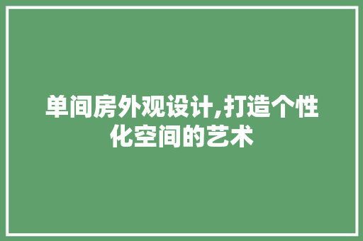 单间房外观设计,打造个性化空间的艺术 建筑设计