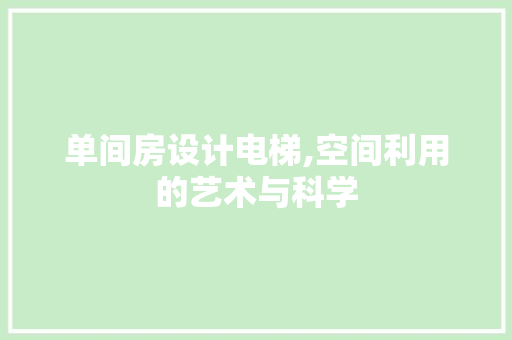 单间房设计电梯,空间利用的艺术与科学