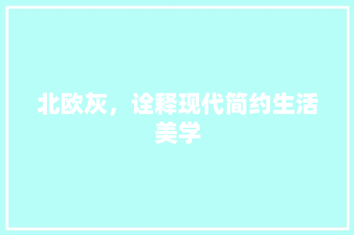 北欧灰，诠释现代简约生活美学