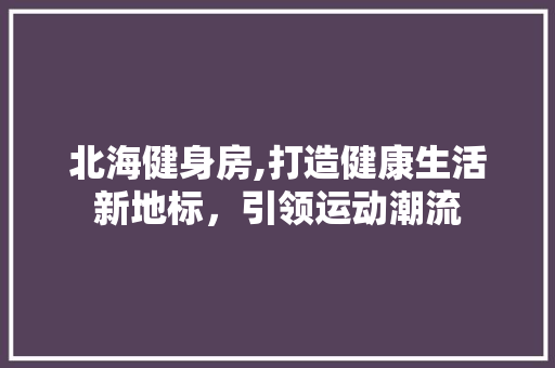 北海健身房,打造健康生活新地标，引领运动潮流