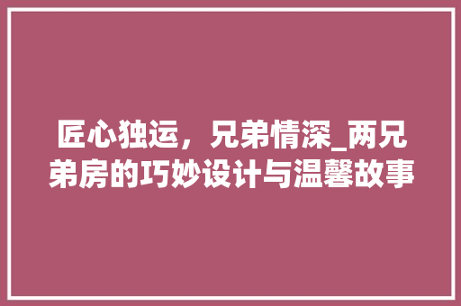 匠心独运，兄弟情深_两兄弟房的巧妙设计与温馨故事