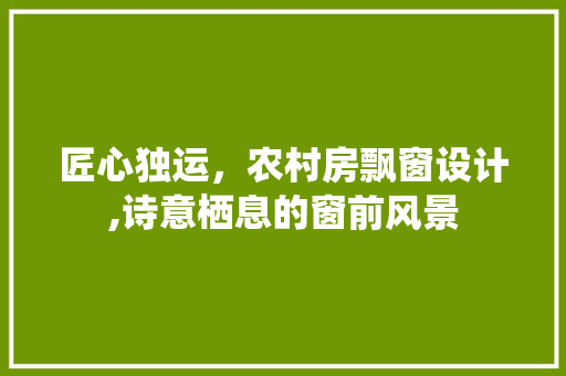 匠心独运，农村房飘窗设计,诗意栖息的窗前风景 装修攻略