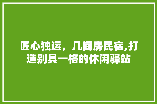 匠心独运，几间房民宿,打造别具一格的休闲驿站