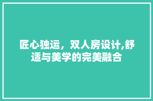 匠心独运，双人房设计,舒适与美学的完美融合