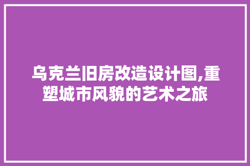 乌克兰旧房改造设计图,重塑城市风貌的艺术之旅