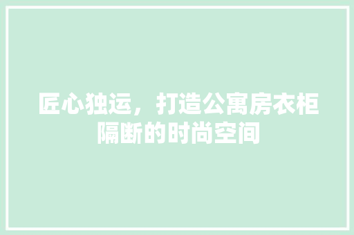 匠心独运，打造公寓房衣柜隔断的时尚空间