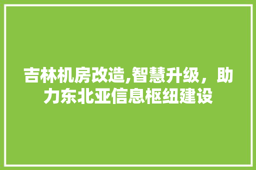 吉林机房改造,智慧升级，助力东北亚信息枢纽建设