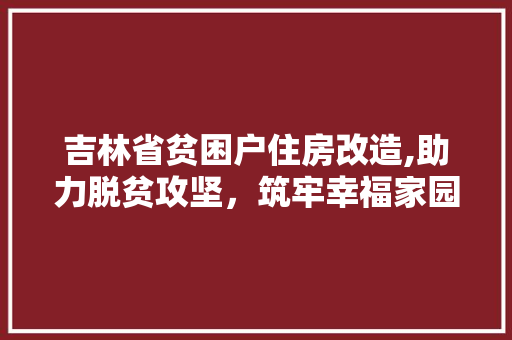 吉林省贫困户住房改造,助力脱贫攻坚，筑牢幸福家园