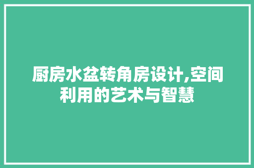 厨房水盆转角房设计,空间利用的艺术与智慧