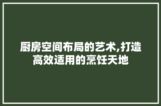 厨房空间布局的艺术,打造高效适用的烹饪天地 门窗装修