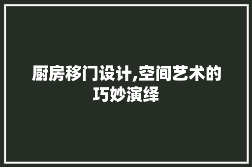 厨房移门设计,空间艺术的巧妙演绎
