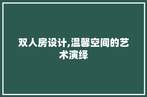 双人房设计,温馨空间的艺术演绎