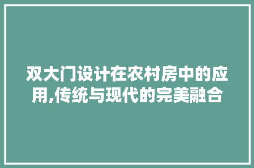 双大门设计在农村房中的应用,传统与现代的完美融合