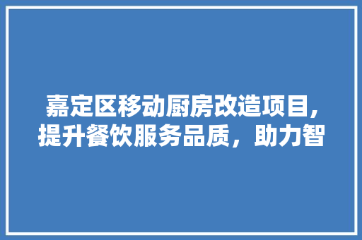 嘉定区移动厨房改造项目,提升餐饮服务品质，助力智慧城市建设