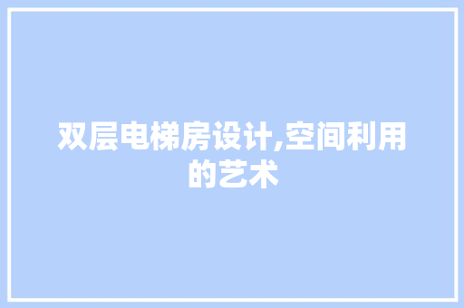 双层电梯房设计,空间利用的艺术