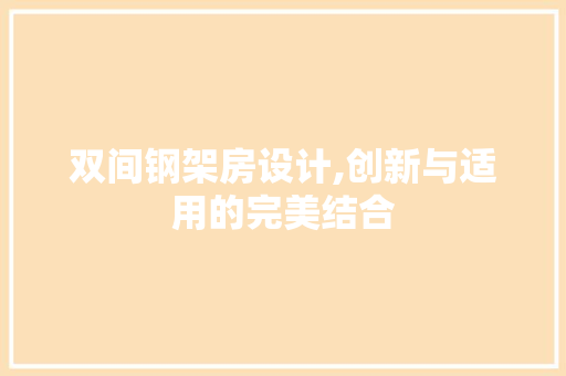 双间钢架房设计,创新与适用的完美结合
