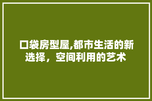 口袋房型屋,都市生活的新选择，空间利用的艺术 庭院装修