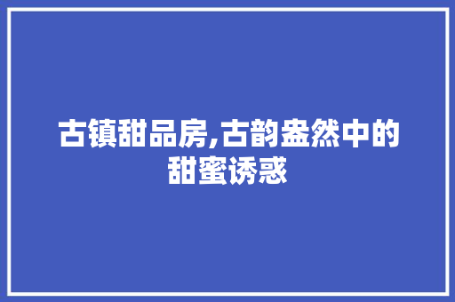 古镇甜品房,古韵盎然中的甜蜜诱惑