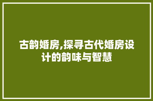 古韵婚房,探寻古代婚房设计的韵味与智慧 装修材料