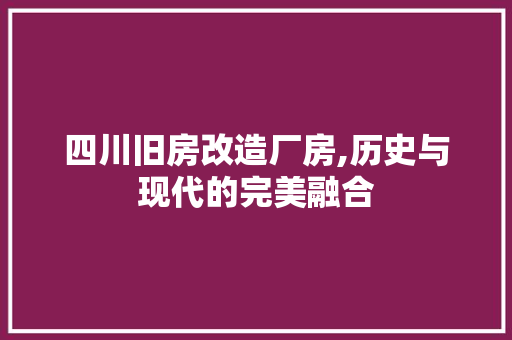 四川旧房改造厂房,历史与现代的完美融合