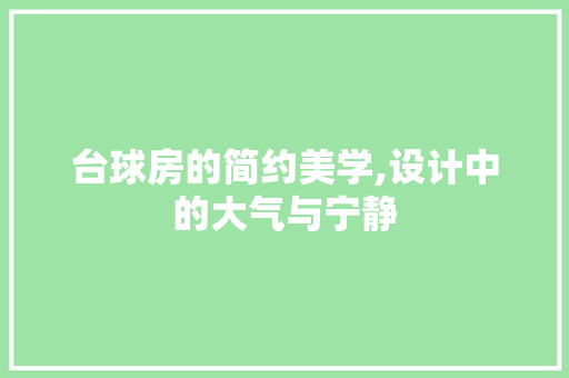 台球房的简约美学,设计中的大气与宁静 装修材料