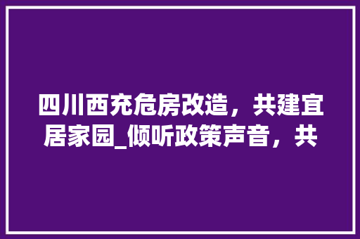四川西充危房改造，共建宜居家园_倾听政策声音，共筑美好未来