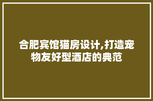 合肥宾馆猫房设计,打造宠物友好型酒店的典范