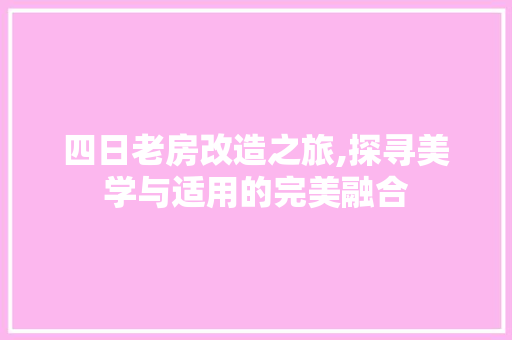 四日老房改造之旅,探寻美学与适用的完美融合