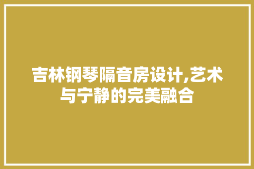 吉林钢琴隔音房设计,艺术与宁静的完美融合 墙面装饰