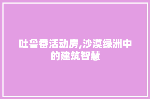 吐鲁番活动房,沙漠绿洲中的建筑智慧 装修材料