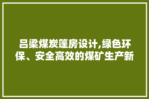 吕梁煤炭篷房设计,绿色环保、安全高效的煤矿生产新选择