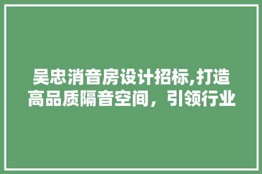 吴忠消音房设计招标,打造高品质隔音空间，引领行业新潮流