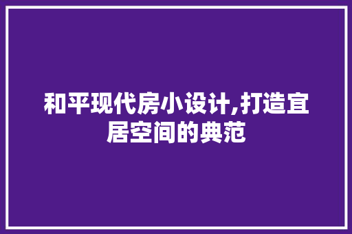 和平现代房小设计,打造宜居空间的典范