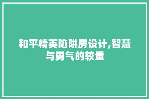 和平精英陷阱房设计,智慧与勇气的较量