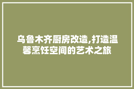 乌鲁木齐厨房改造,打造温馨烹饪空间的艺术之旅
