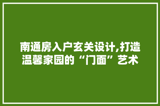南通房入户玄关设计,打造温馨家园的“门面”艺术