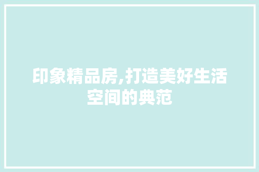 印象精品房,打造美好生活空间的典范