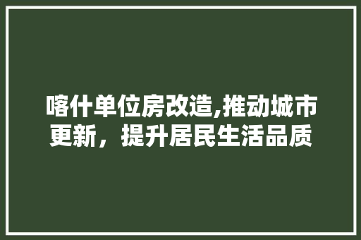 喀什单位房改造,推动城市更新，提升居民生活品质