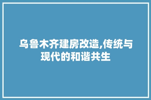 乌鲁木齐建房改造,传统与现代的和谐共生