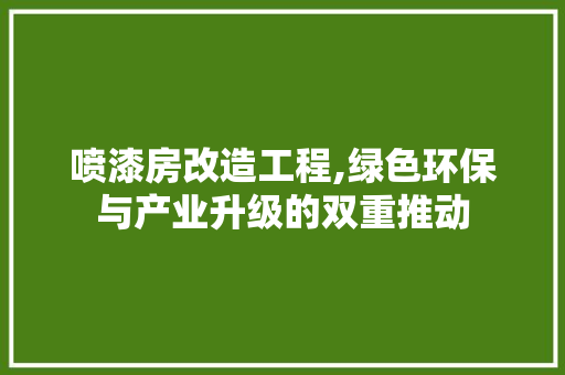 喷漆房改造工程,绿色环保与产业升级的双重推动