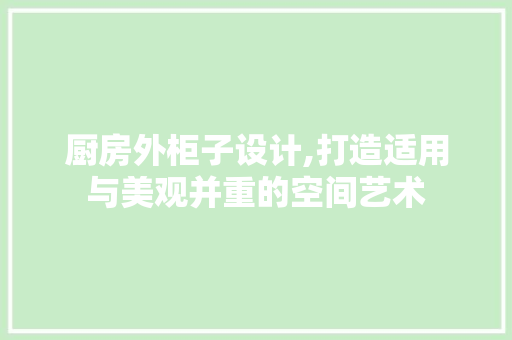 厨房外柜子设计,打造适用与美观并重的空间艺术 建筑设计