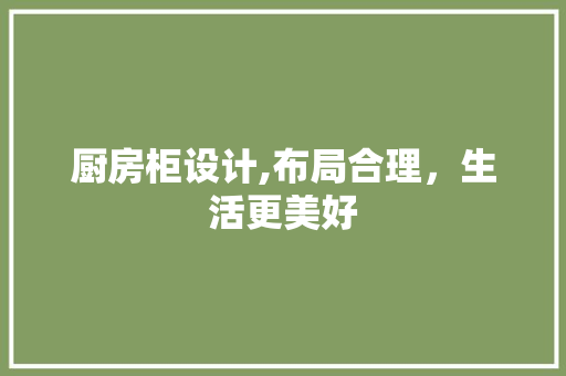 厨房柜设计,布局合理，生活更美好