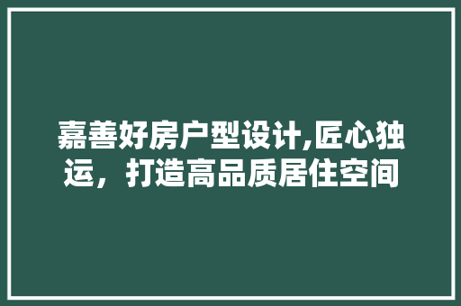 嘉善好房户型设计,匠心独运，打造高品质居住空间 装修材料