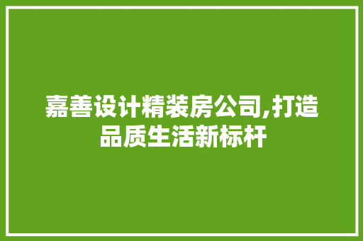嘉善设计精装房公司,打造品质生活新标杆 墙面装饰