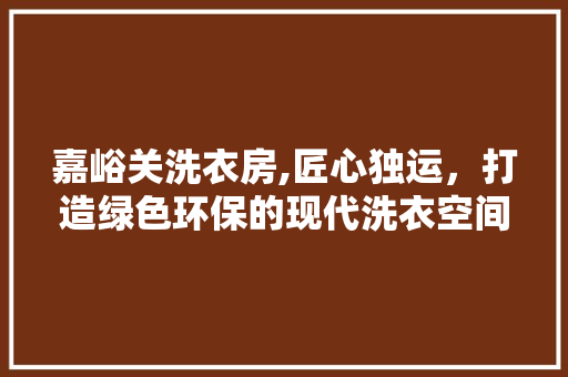 嘉峪关洗衣房,匠心独运，打造绿色环保的现代洗衣空间