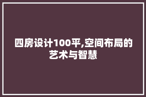 四房设计100平,空间布局的艺术与智慧