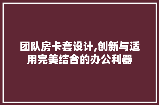 团队房卡套设计,创新与适用完美结合的办公利器